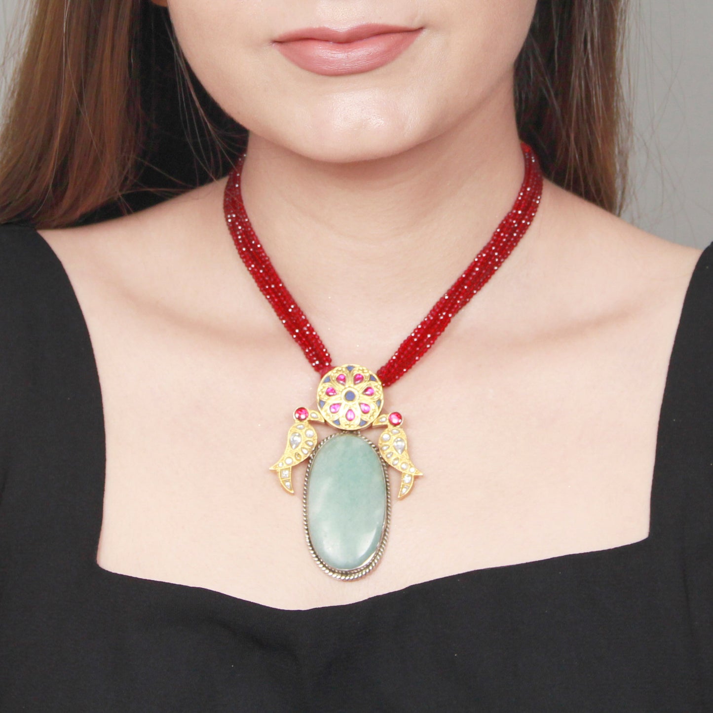 Sangeeta Boochra handcrafted Silver Necklace with turquoise