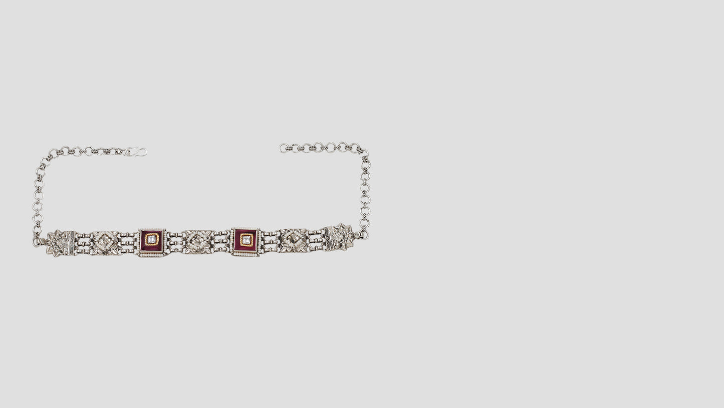 Timeless Charm: Sangeeta Boochra Handcrafted 925 Silver Choker