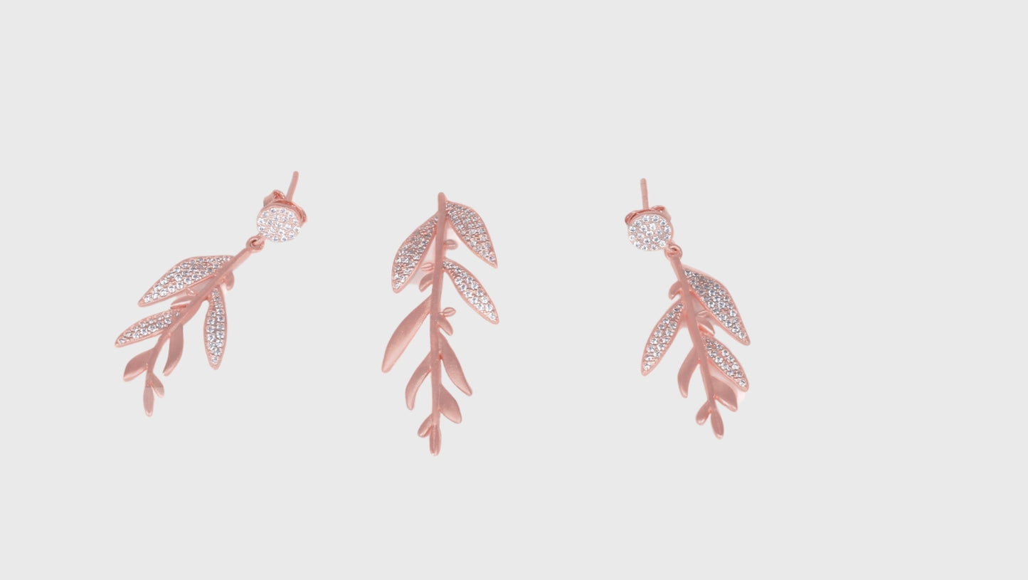 Jannat Rose Gold Plated Silver Pendant with Earrings