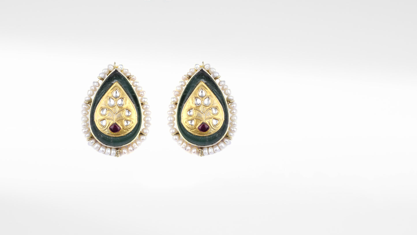 Sangeeta Boochra X Payal Singhal Mehreen Silver Earring with Green Onyx Stone