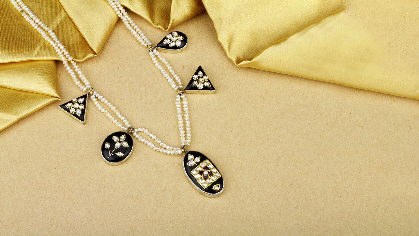 Sangeeta Boochra X Payal Singhal Alizeh Silver Necklace with Pearl Chain