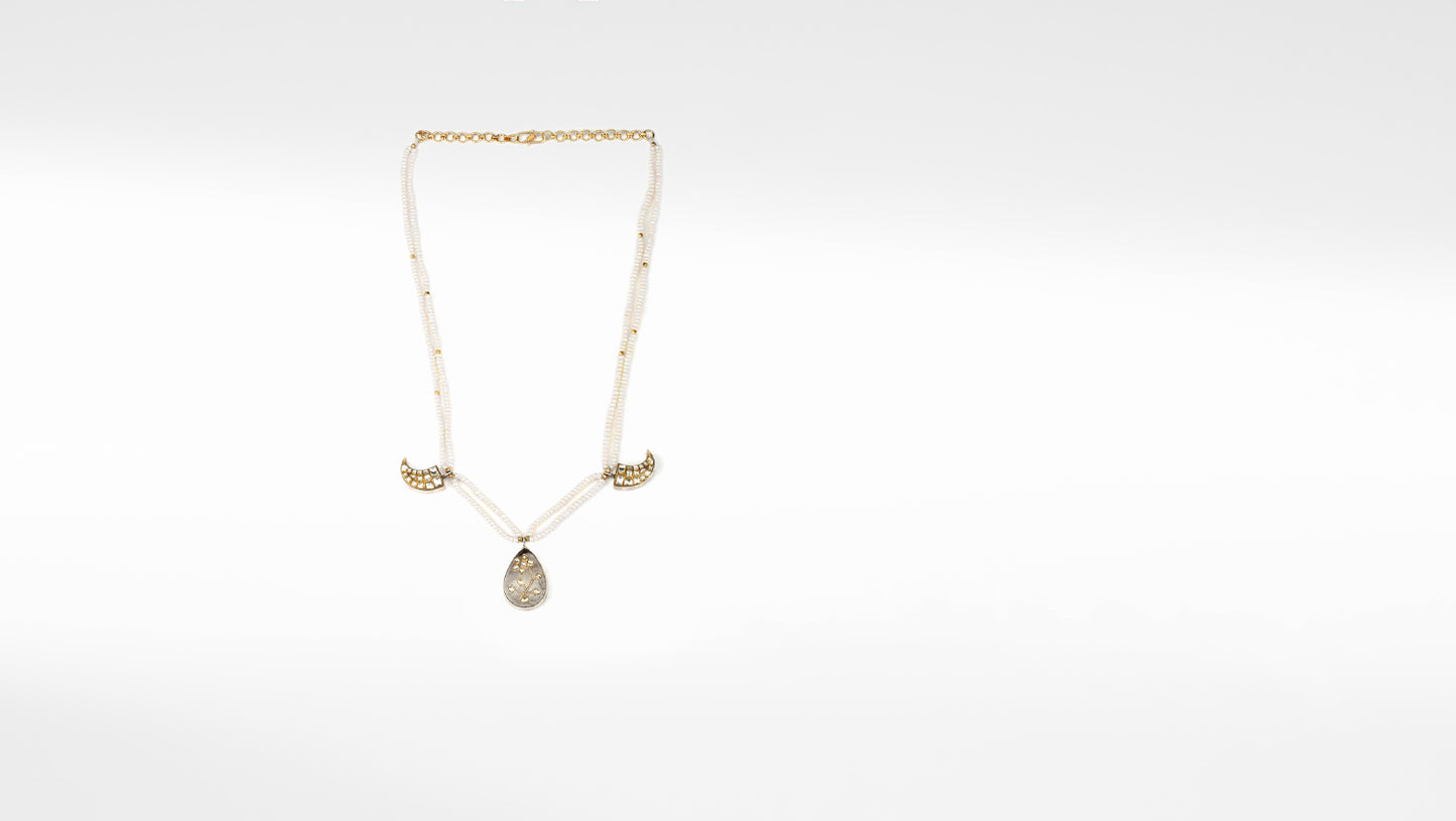 Sangeeta Boochra X Payal Singhal Amira Silver Necklace with Pearl Chain