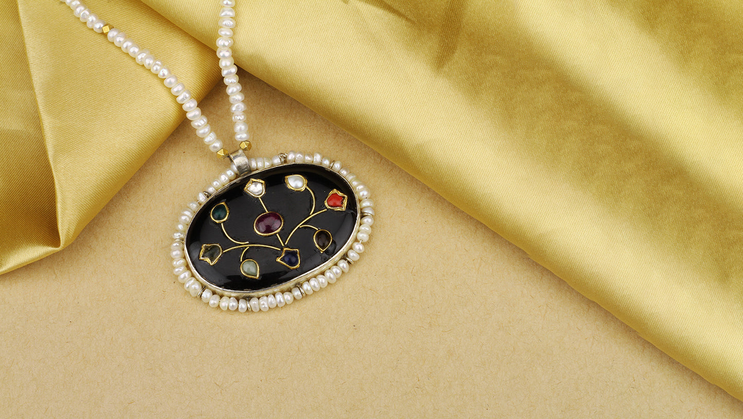 Sangeeta Boochra X Payal Singhal Seher Silver Pendant with Pearl Chain