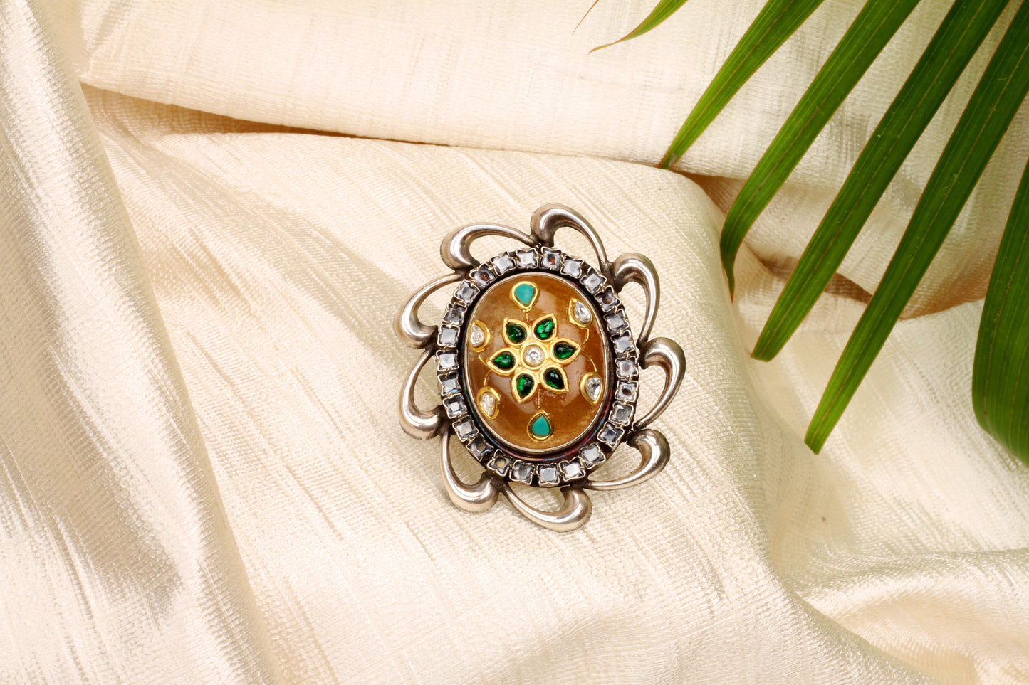 Sangeeta Boochra Silver Adjustable Onyx Ring