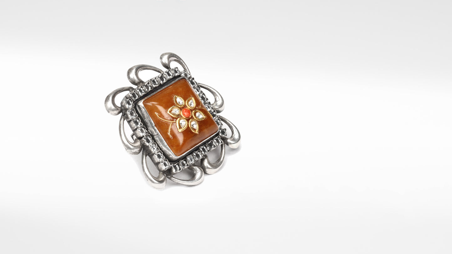 Sangeeta Boochra Silver Oxidised Motfis Ring