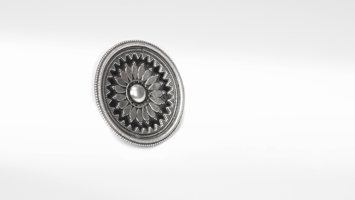 Sangeeta Boochra Silver Engraved Traditional Adjustable Motifs Ring