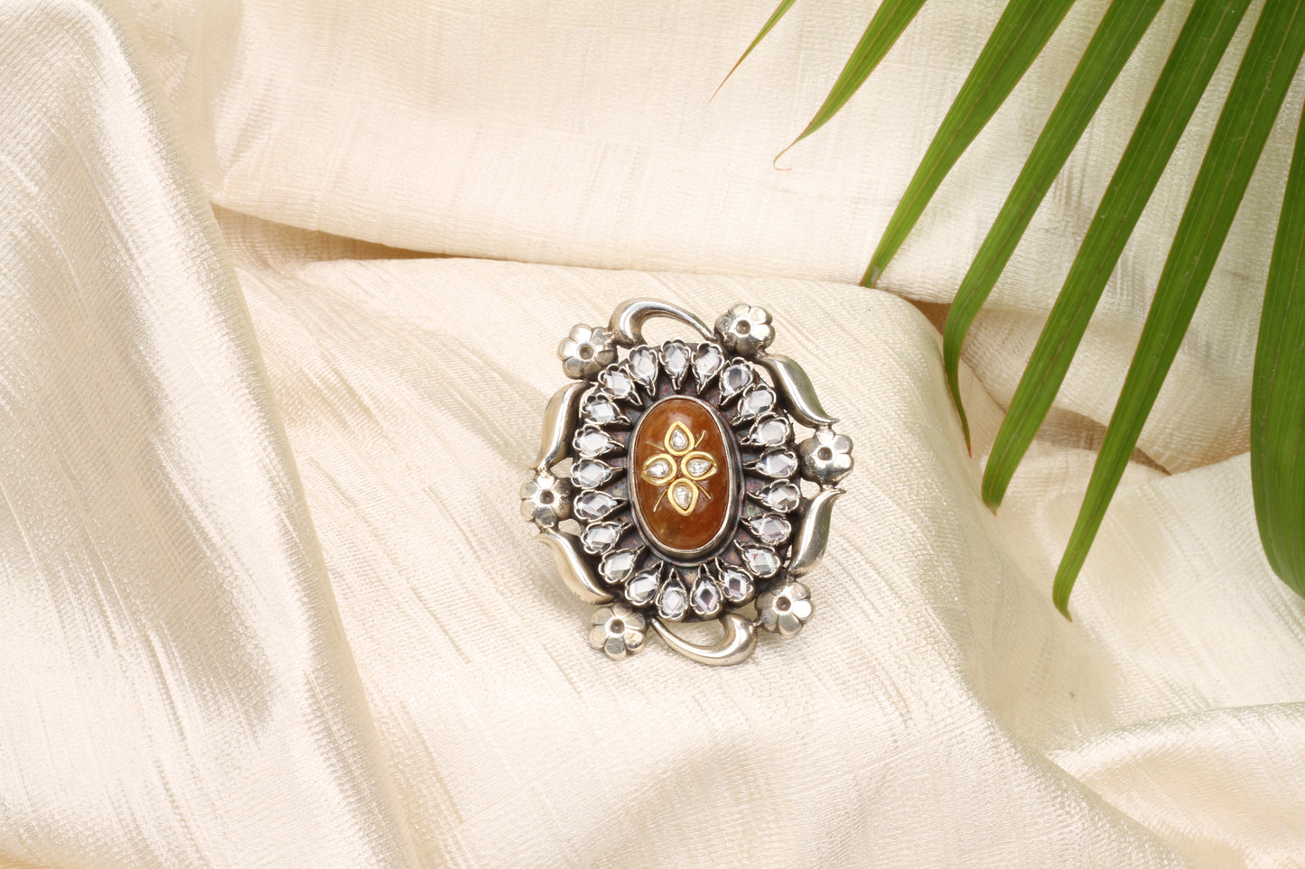Sangeeta Boochra Silver Adjustable Motifs Ring