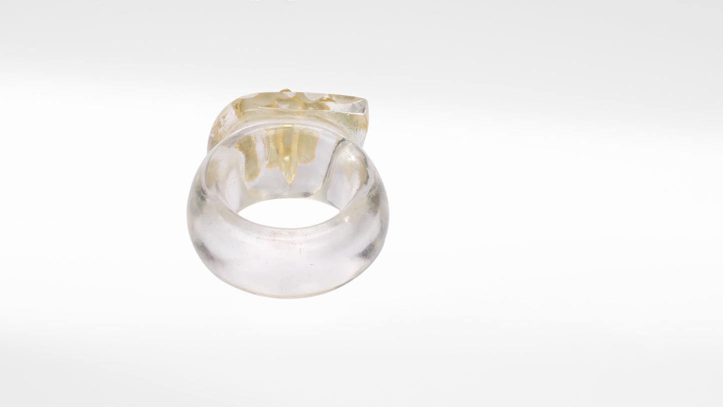 Sangeeta Boochra Gemstone Traditional Ring with Floral Gold Plated Inlay