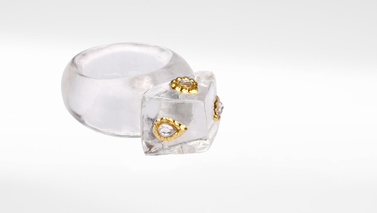 Sangeeta Boochra Gemstone Traditional Ring with Gold Plated Inlay
