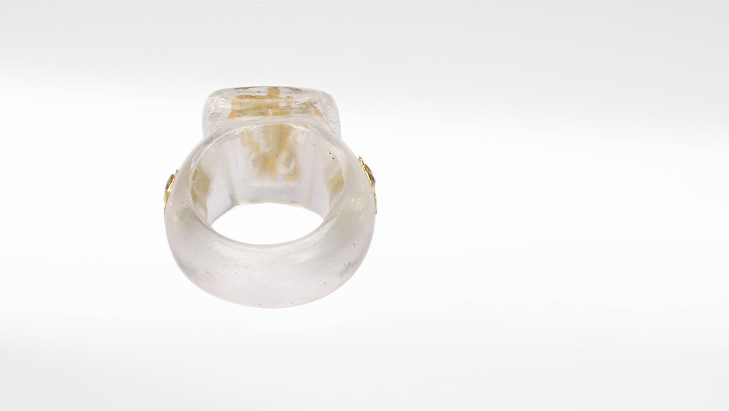 Sangeeta Boochra Quartz Ring with Gold Plated Inlay Work