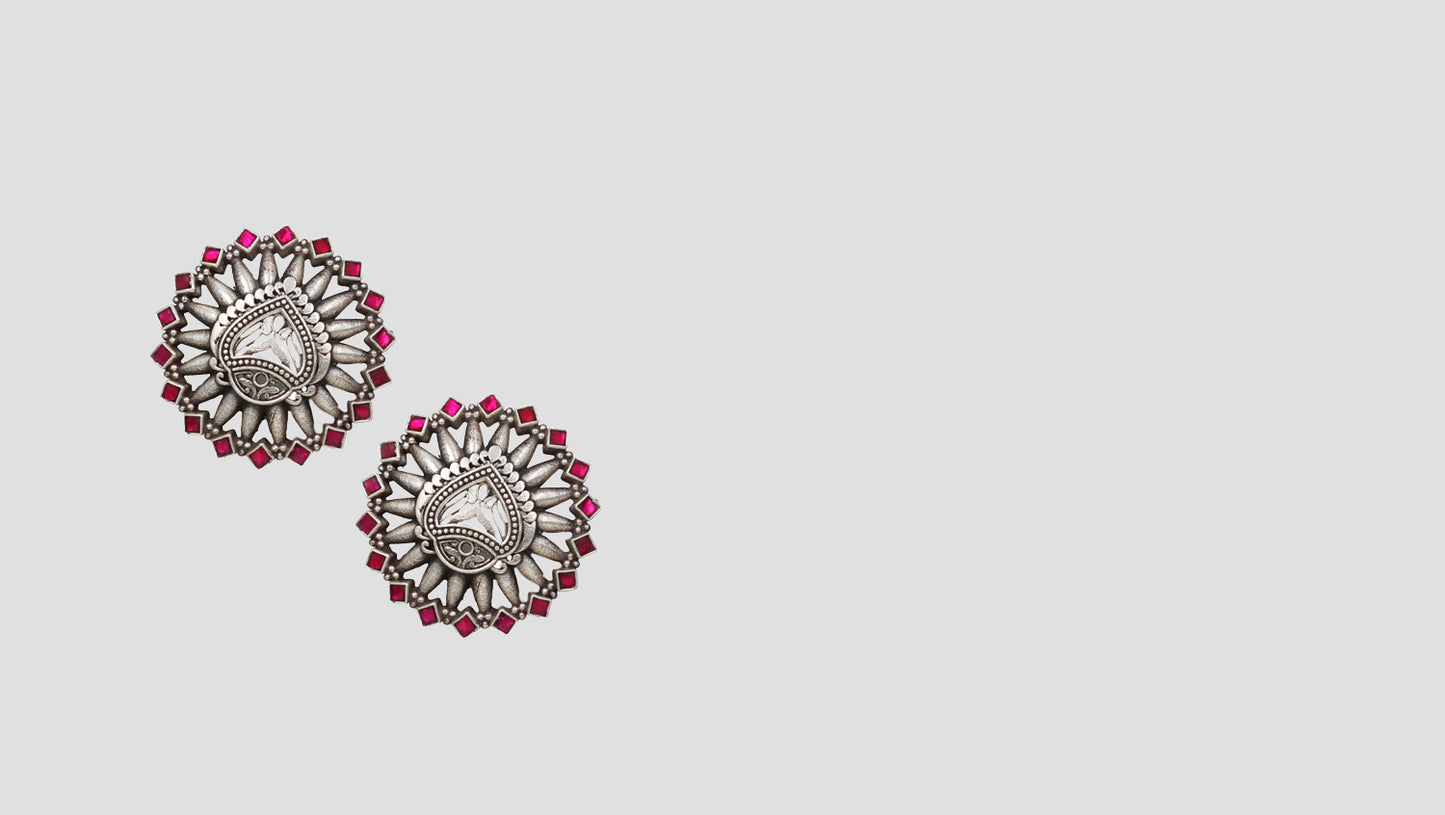"Elegant Polish: Handcrafted Silver Studs by Sangeeta Boochra "