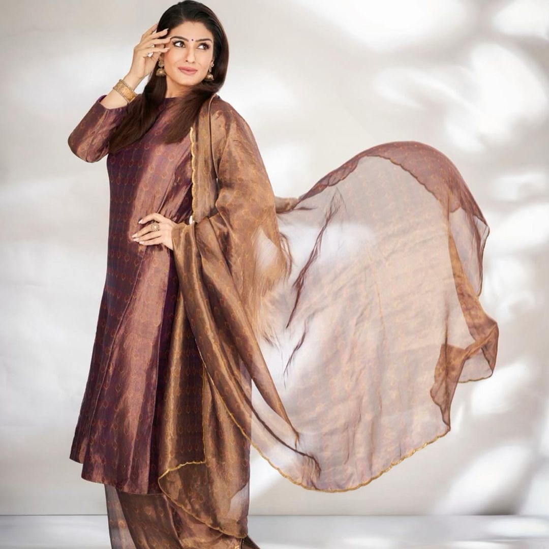 Raveena Tandon In Silver Jewellery