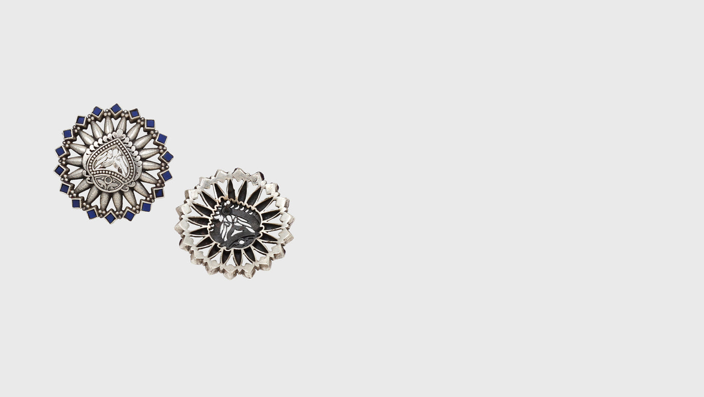 "Sculpted Polish: Sangeeta Boochra Silver Handcrafted Studs "