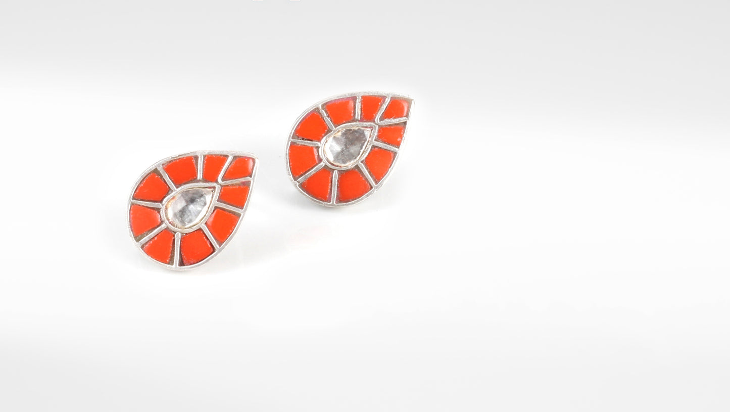 Silver Aria Drop Stud Earrings