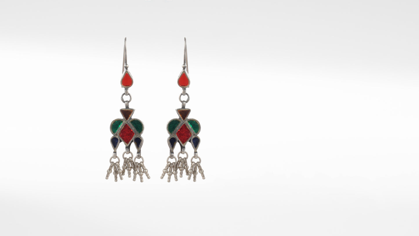 Sangeeta Boochra Silver Earrings Studded With Glass Stone