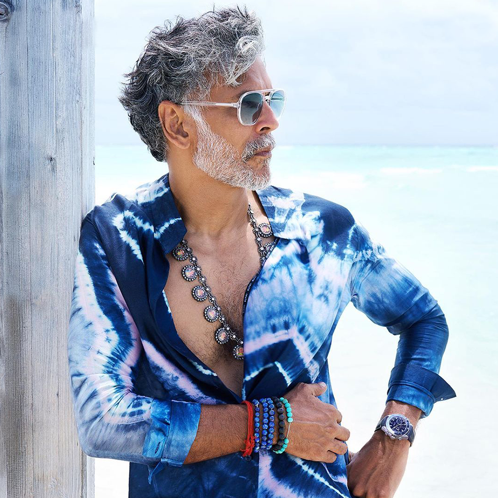 Milind Soman in Sangeeta Boochra Necklace