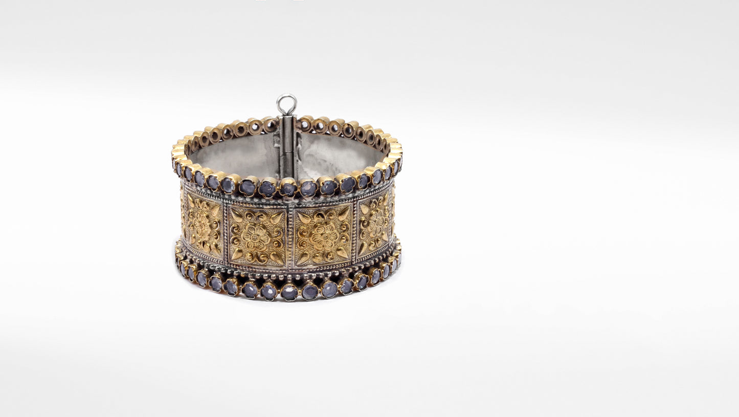 Charbagh Silver Fareena Floral Bracelet with intricate floral design