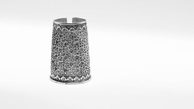 Charbagh - Silver Giti Floral Cuff Bracelet
