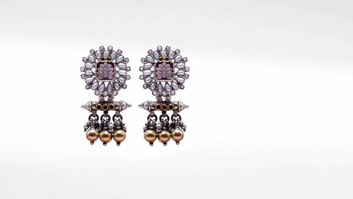 Leila Silver Earrings Studded With Beautiful Tiny Kundans