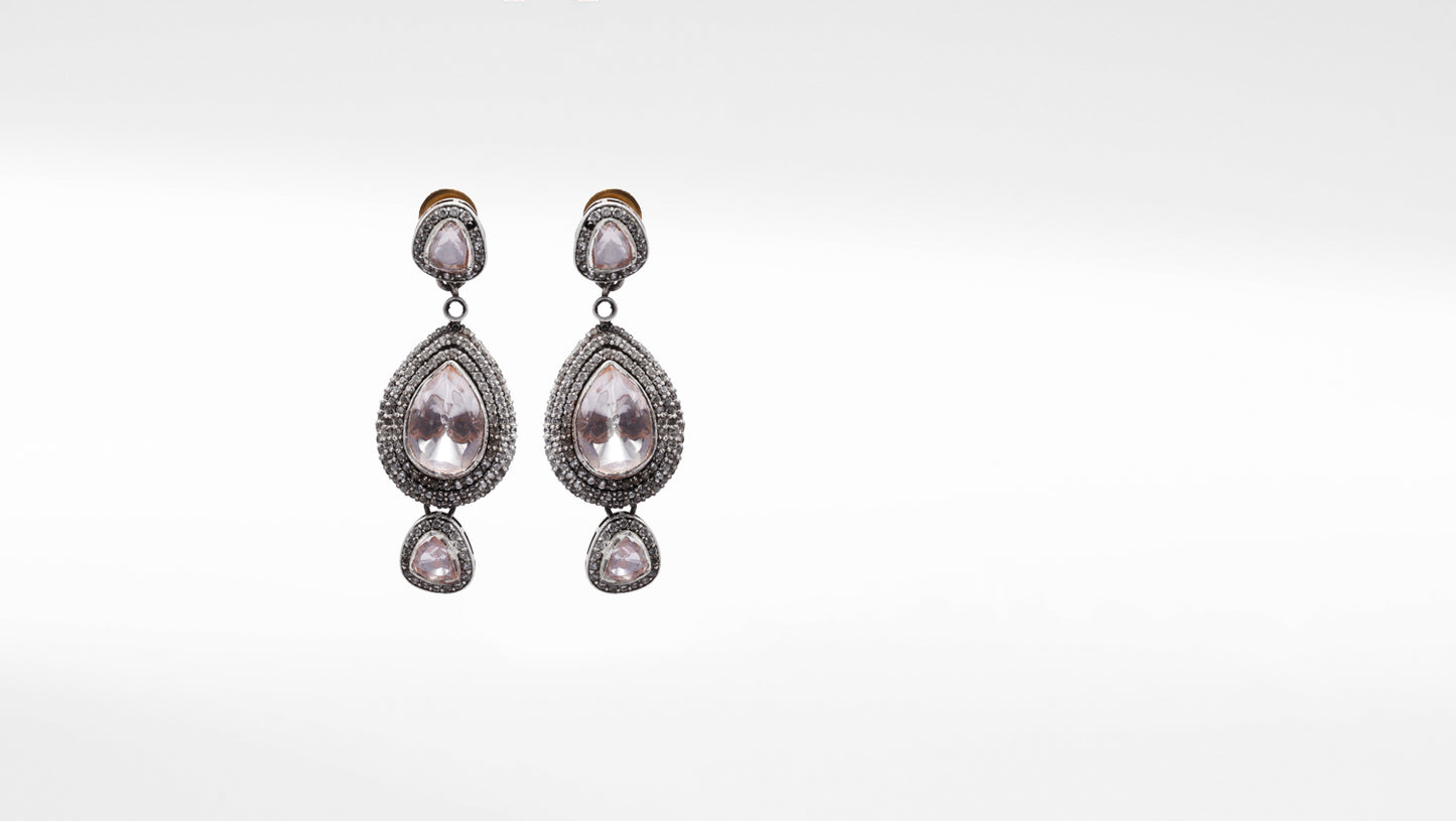Charbagh - Silver Roxana Moissanite Drop Earrings