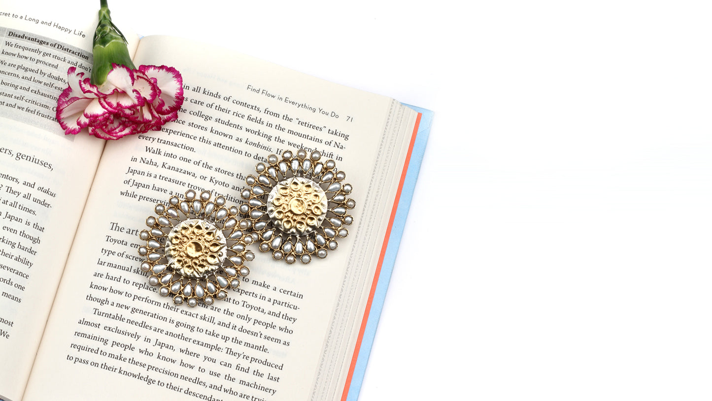 Sangeeta Boochra Dual Tone Tribal Silver Earrings