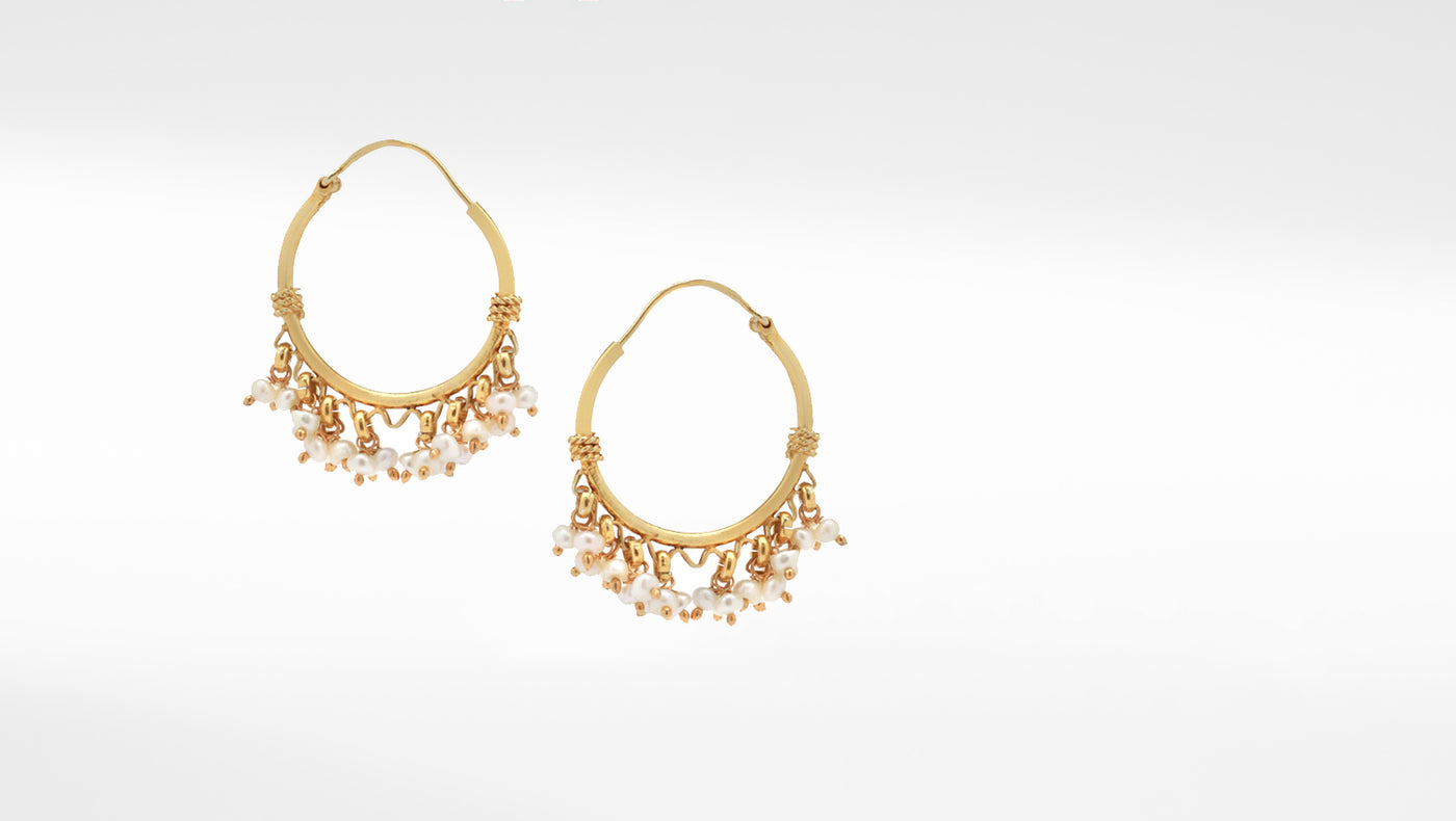 Sangeeta Boochra Gold Tone Tribal Silver Earrings With Pearls