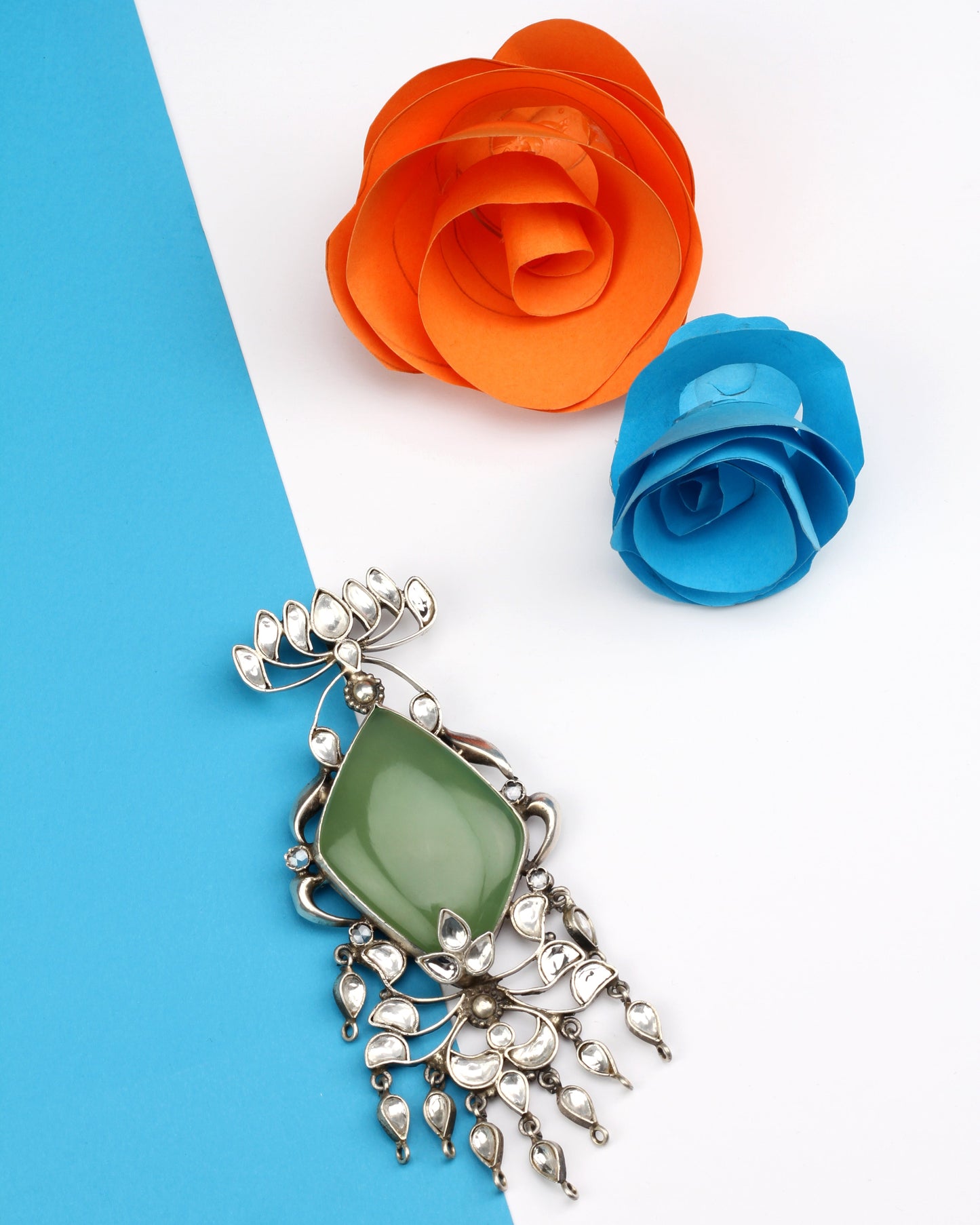 Sangeeta Boochra Green Tribal Silver Earrings-Earrings-Sangeeta Boochra