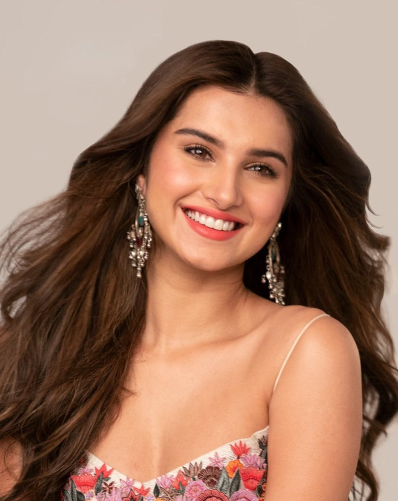 Tara Sutaria in Sangeeta Boochra Silver Handmade Earrings Studded With Turquoise Stone-Earrings-Sangeeta Boochra