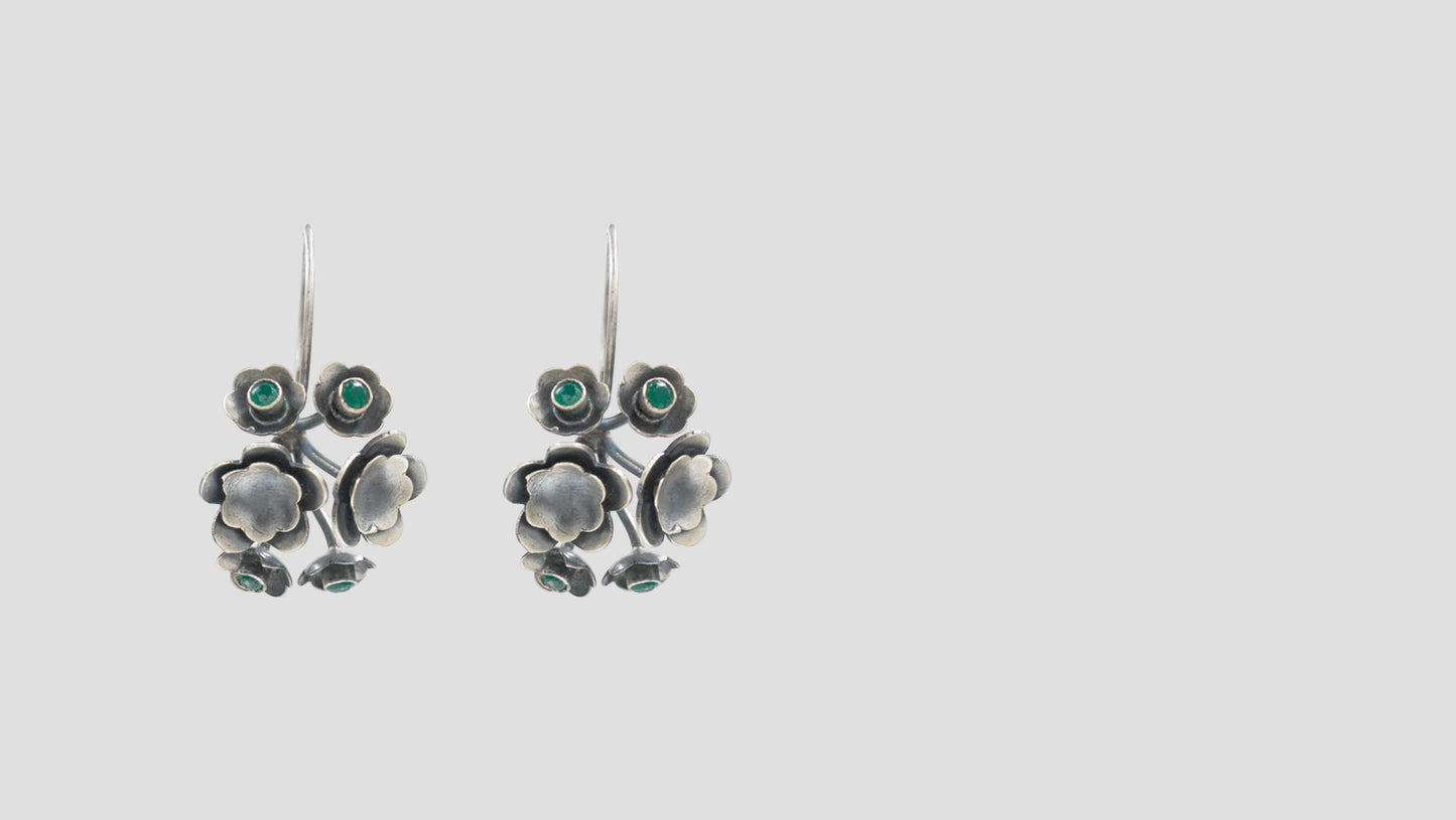Sangeeta Boochra Oxidized Silver Flower Earrings