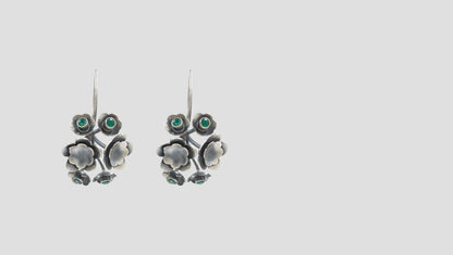 Sangeeta Boochra Oxidized Silver Flower Earrings