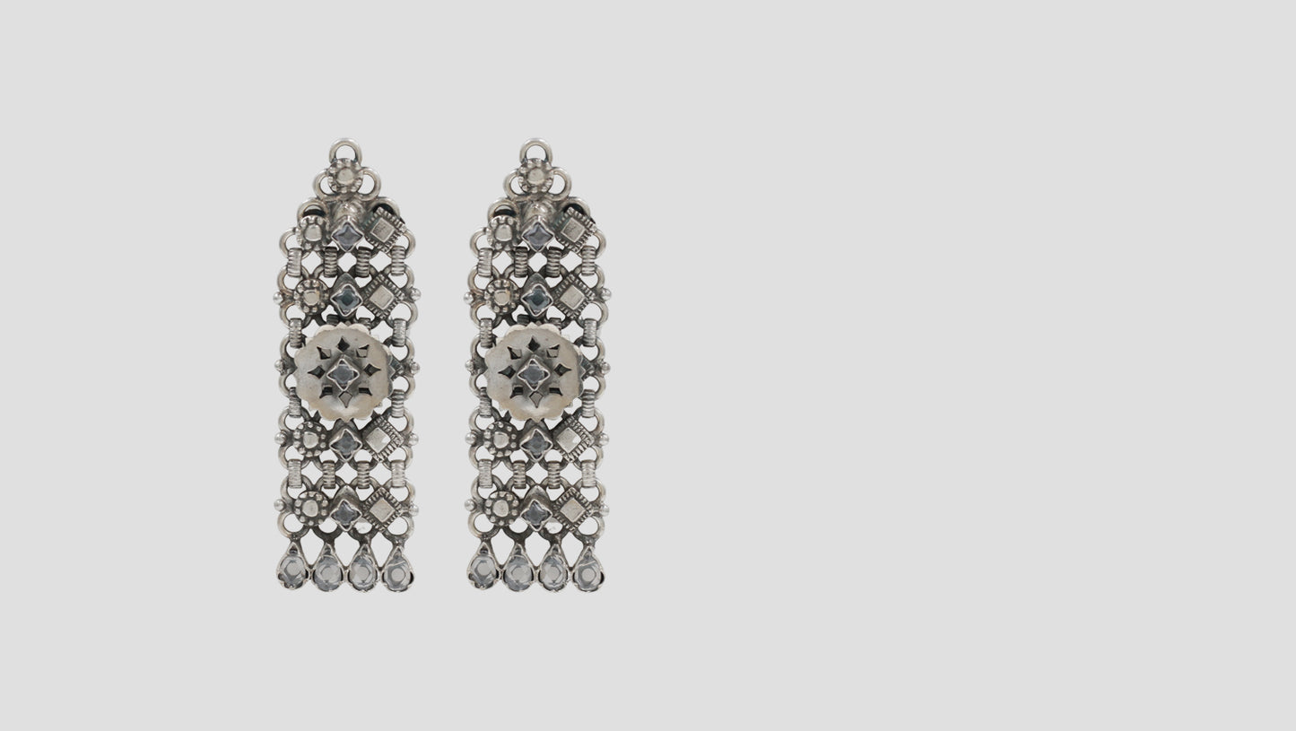Heritage Bloom Silver Earrings by Sangeeta Boochra