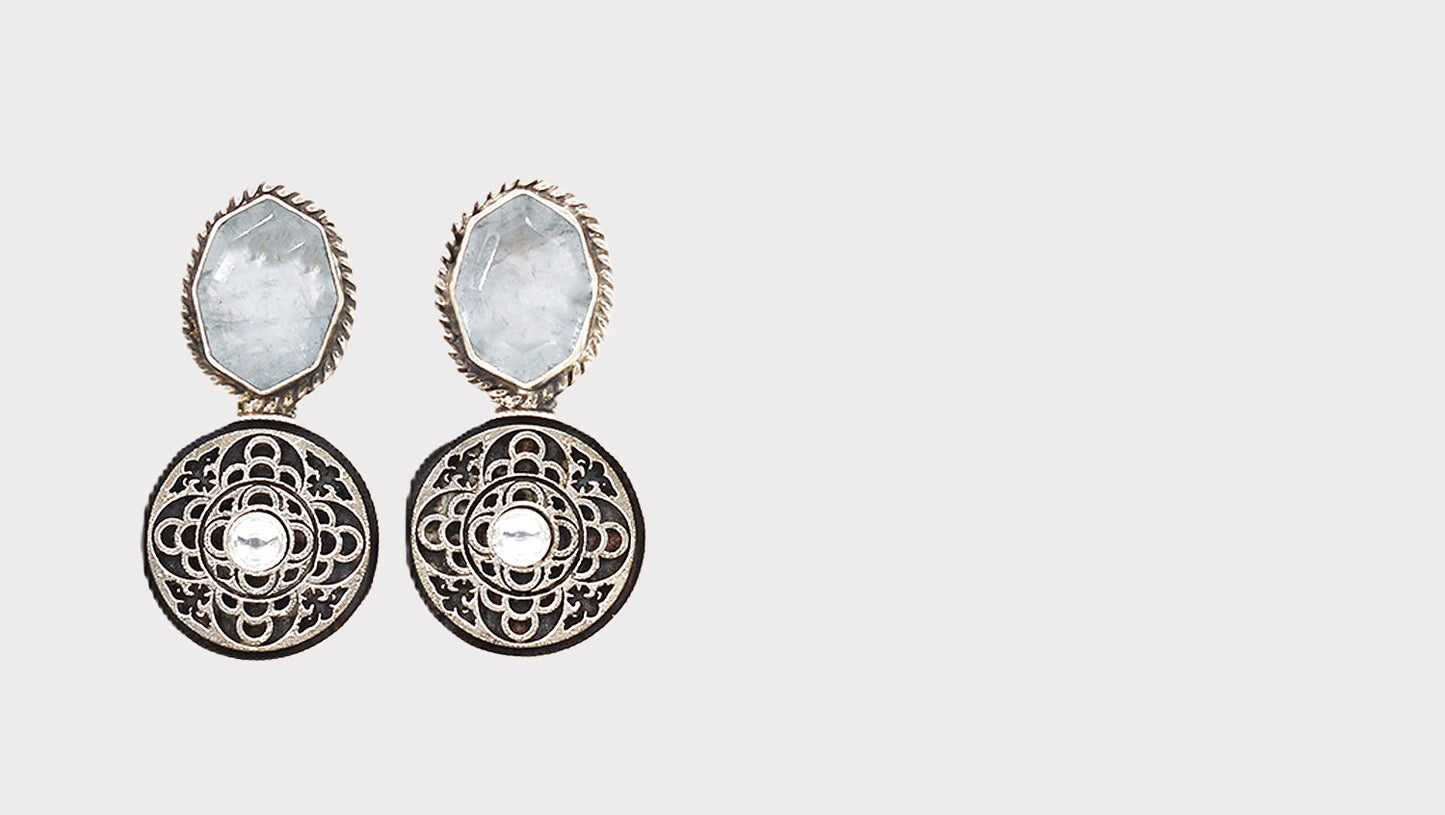 Beautifully Crafted Silver Earrings with Hydro Inlays