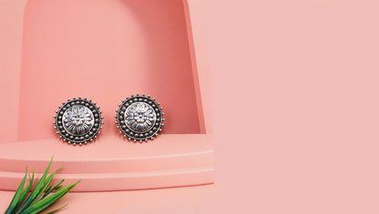 Floral Radiance Silver Studs by Sangeeta Boochra