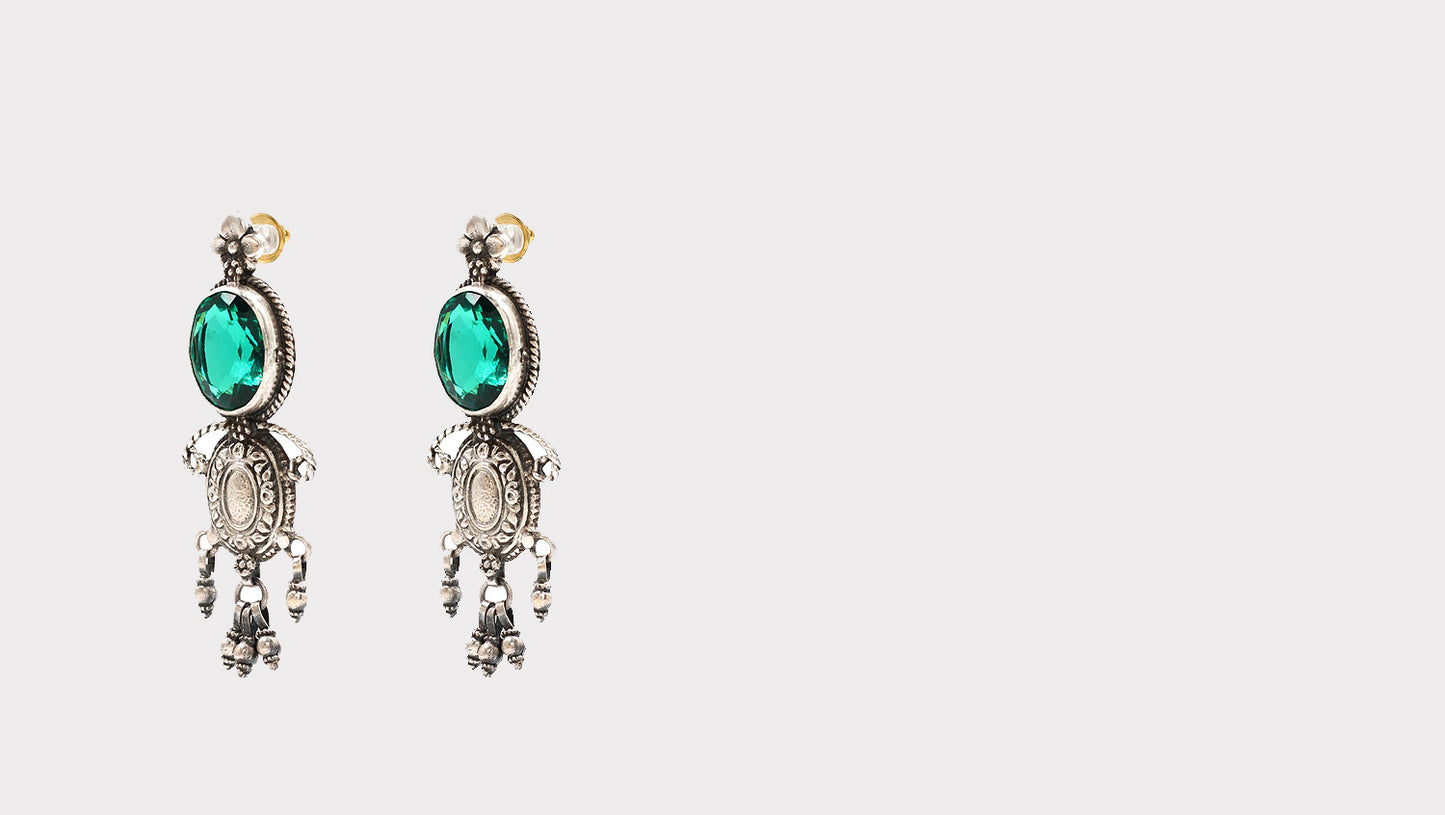 Delicate Silver Earrings Adorned with Vibrant Hydro Gemstones