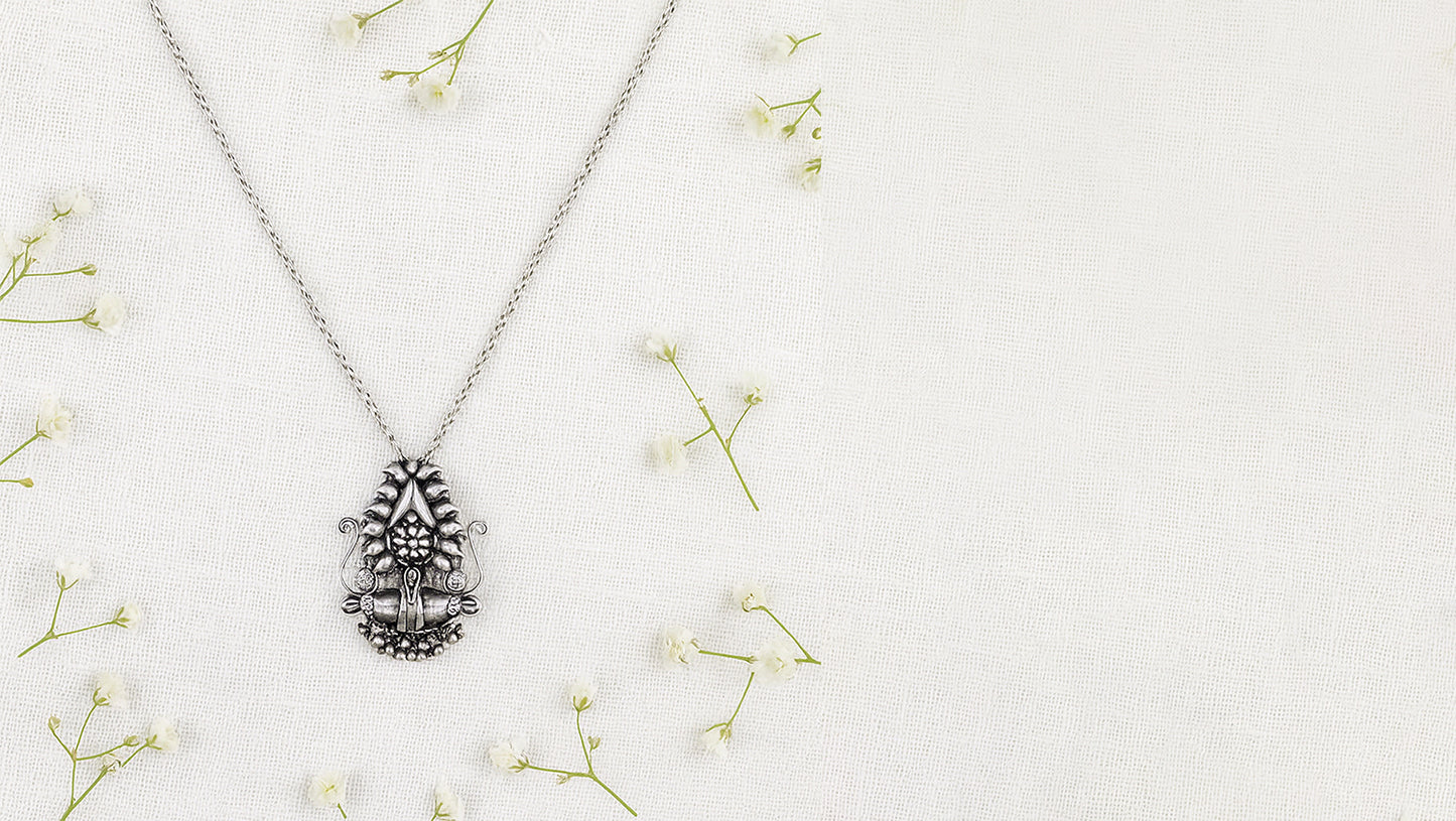Antique Oxidised Silver Pendant | Sangeeta Boochra