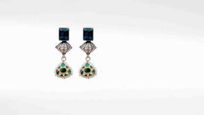 Zara Silver Earrings With Green Kundan