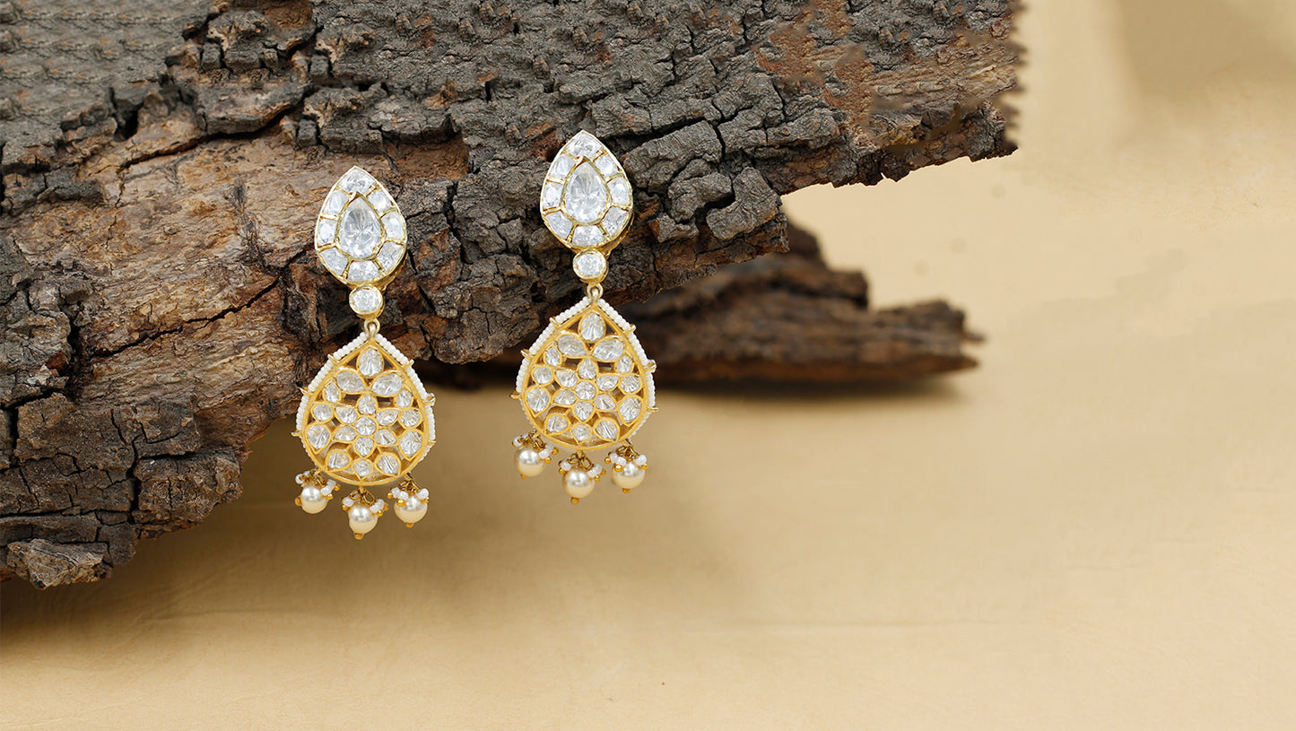 Sangeeta Boochra Silver Moissanite Earrings