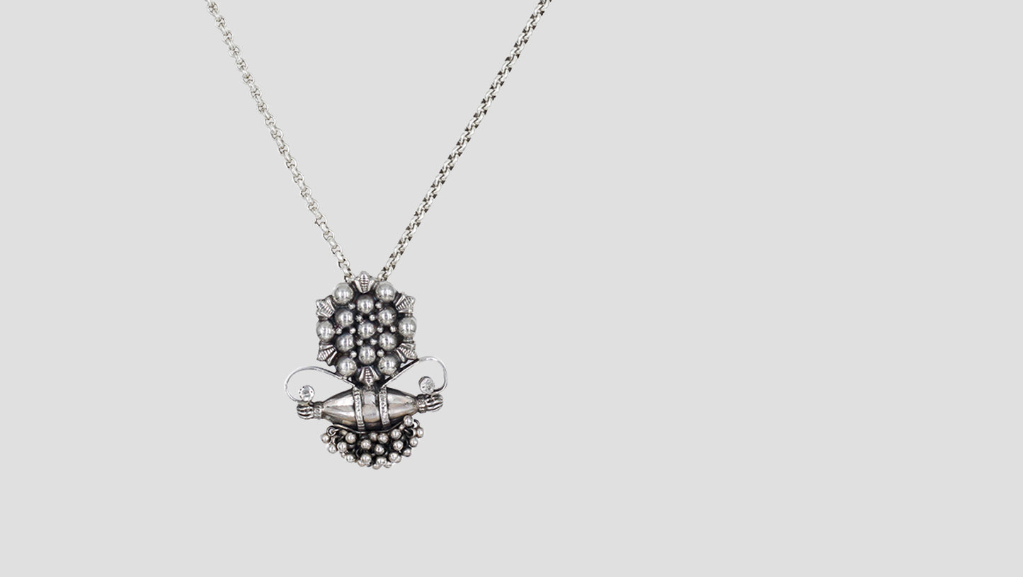 Floral Inspired Oxidised Silver Pendant | Sangeeta Boochra