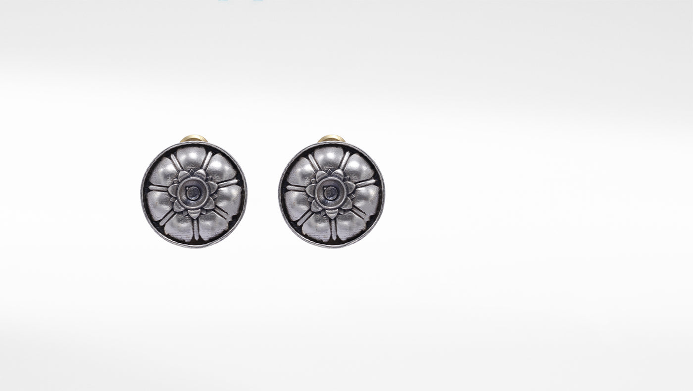 Silver Floral Design Earrings