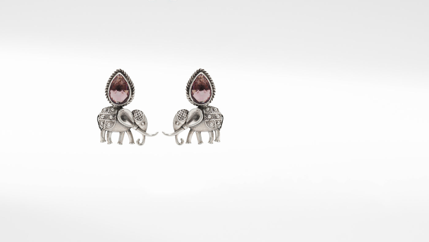 Silver Handmade Citrine Studded Mastodon Earring