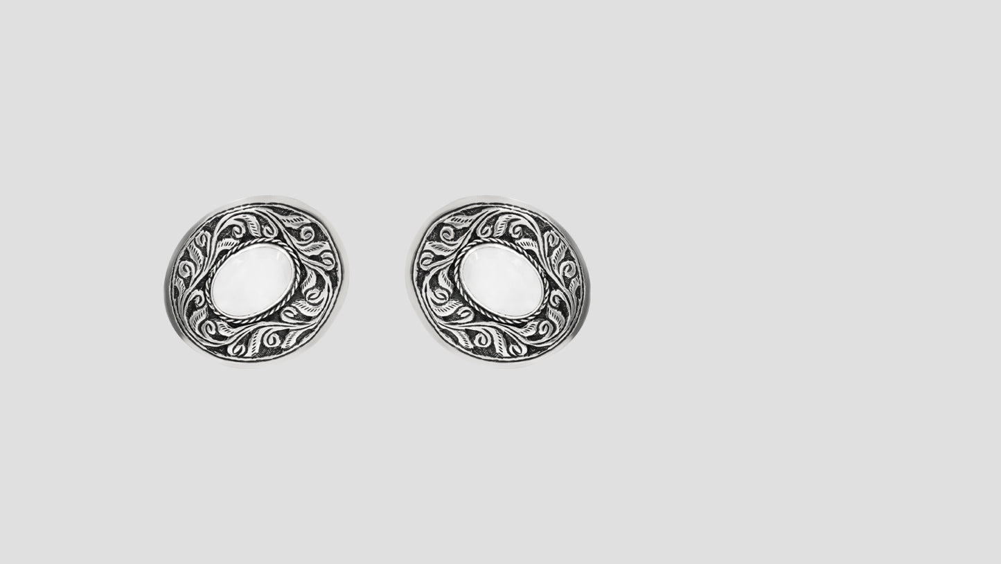 Sangeeta Boochra Heritage Engraved Silver Studs