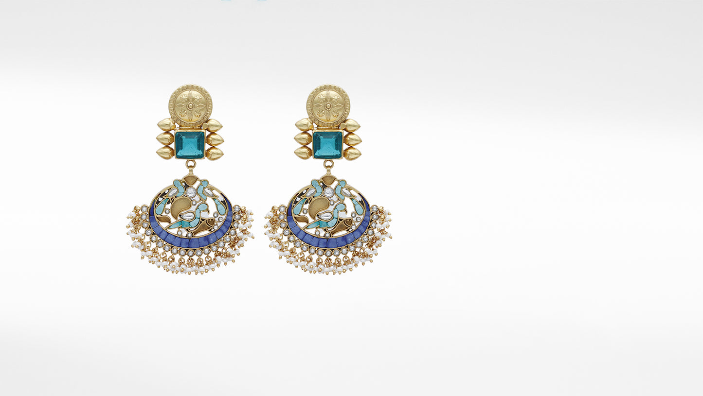 Antique Design Gold Plated Gemstone Earrings