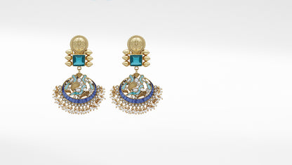 Antique Design Gold Plated Gemstone Earrings