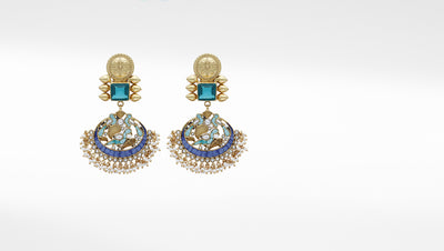 Antique Design Gold Plated Gemstone Earrings