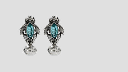 Antique Aqua Marquise Silver Earrings by Sangeeta Boochra