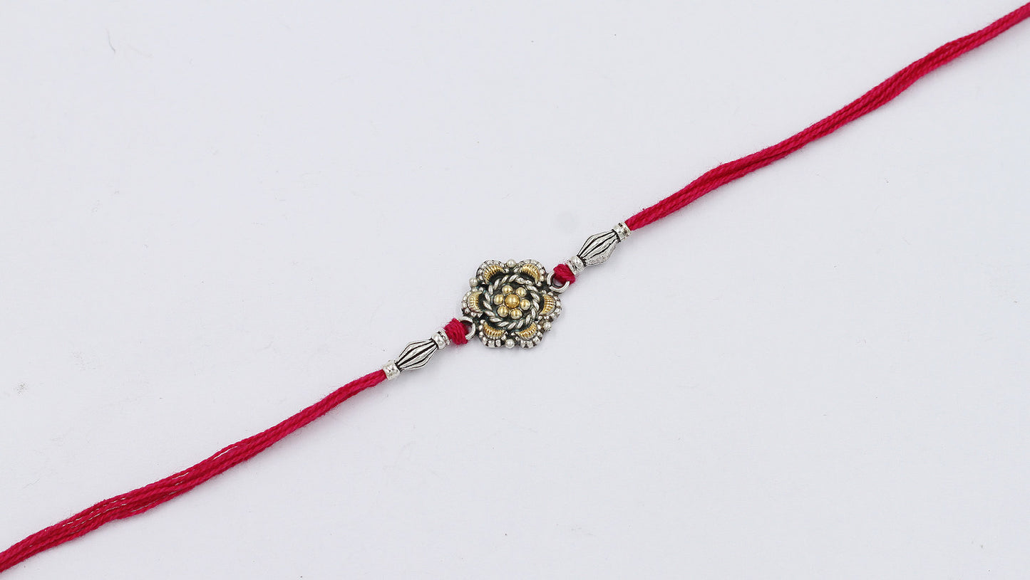 Fusion Silver Rakhi with Traditional and Modern Elements