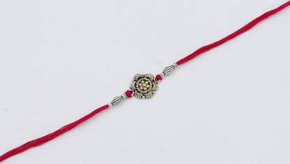 Fusion Silver Rakhi with Traditional and Modern Elements