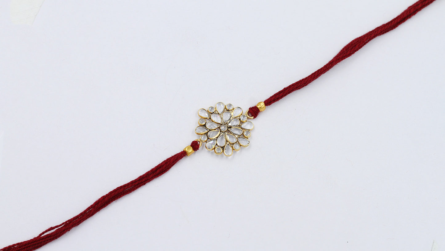 Sangeeta Boochra "925 Sterling Silver Stone-Studded Rakhi: Timeless Bond"