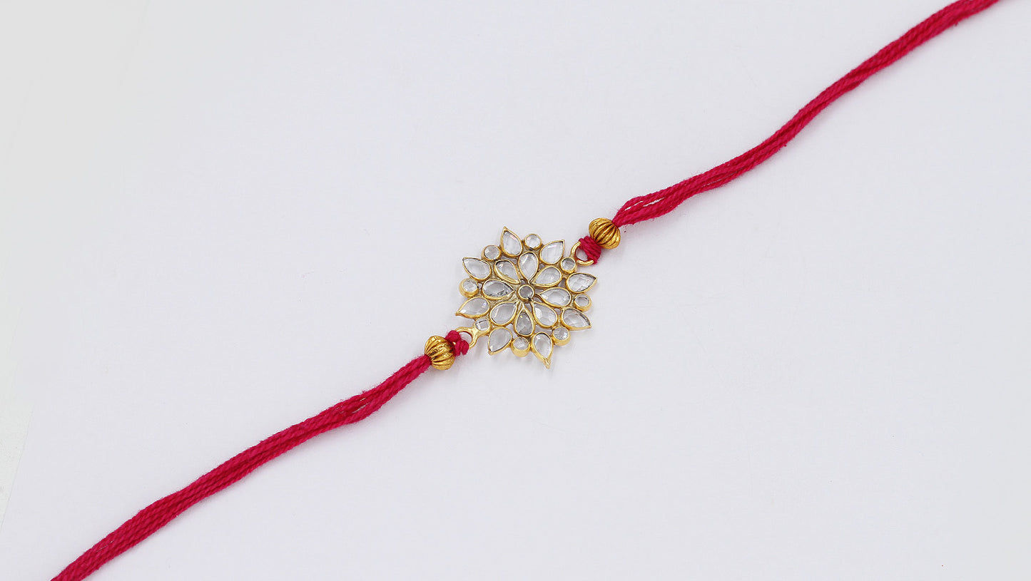 Sangeeta Boochra "925 Sterling Silver Stone-Studded Rakhi: Timeless Bond"