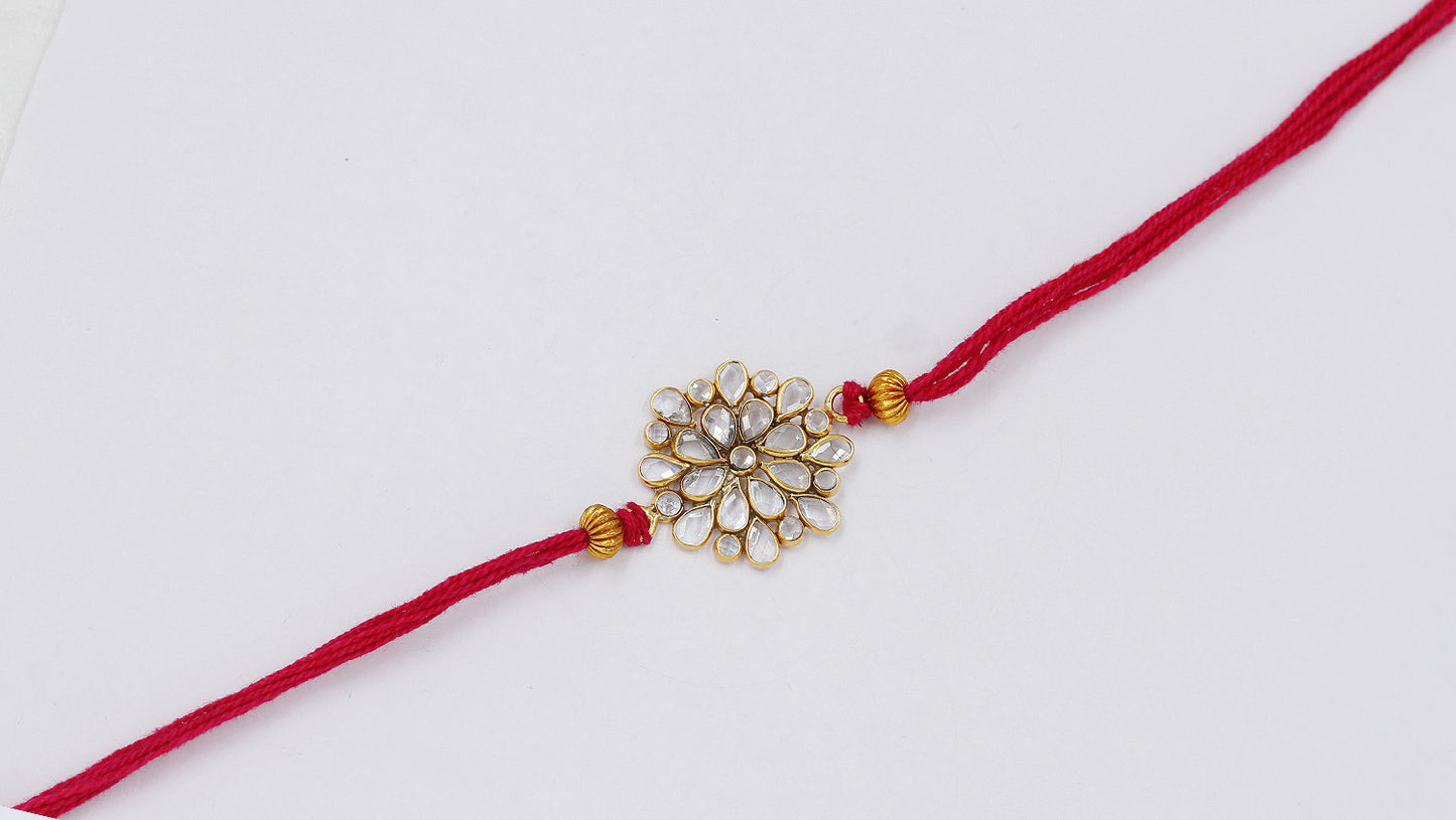 Sangeeta Boochra "925 Sterling Silver Stone-Studded Rakhi: Timeless Bond"